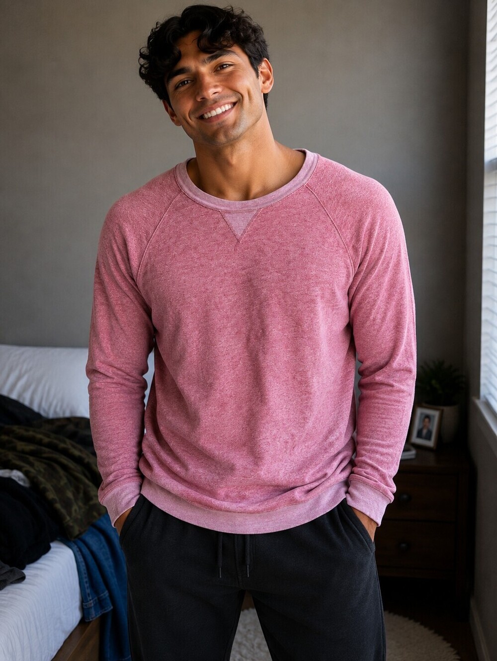 Wallin & Bros Men's Pink Long Sleeve Cotton Sweatshirt XL